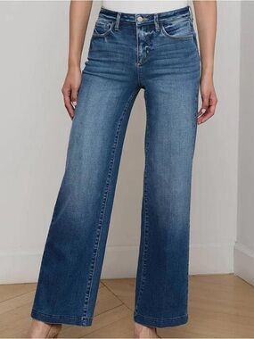 L’Agence Scottie in Cambridge Women's Blue Wide-Leg Flare Jeans Size 25